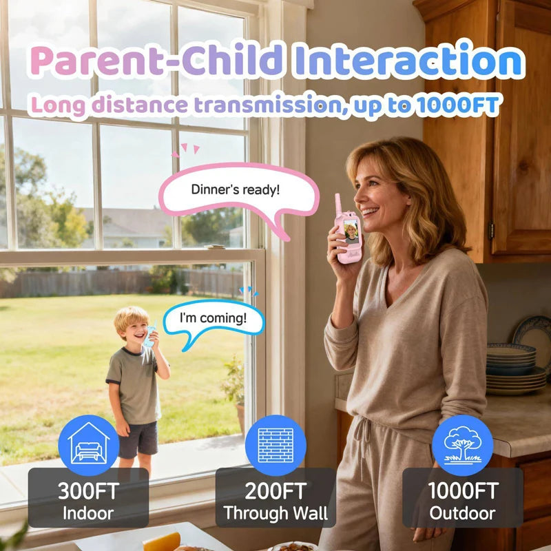 2Pcs Kids Video Walkie Talkie Rechargeable