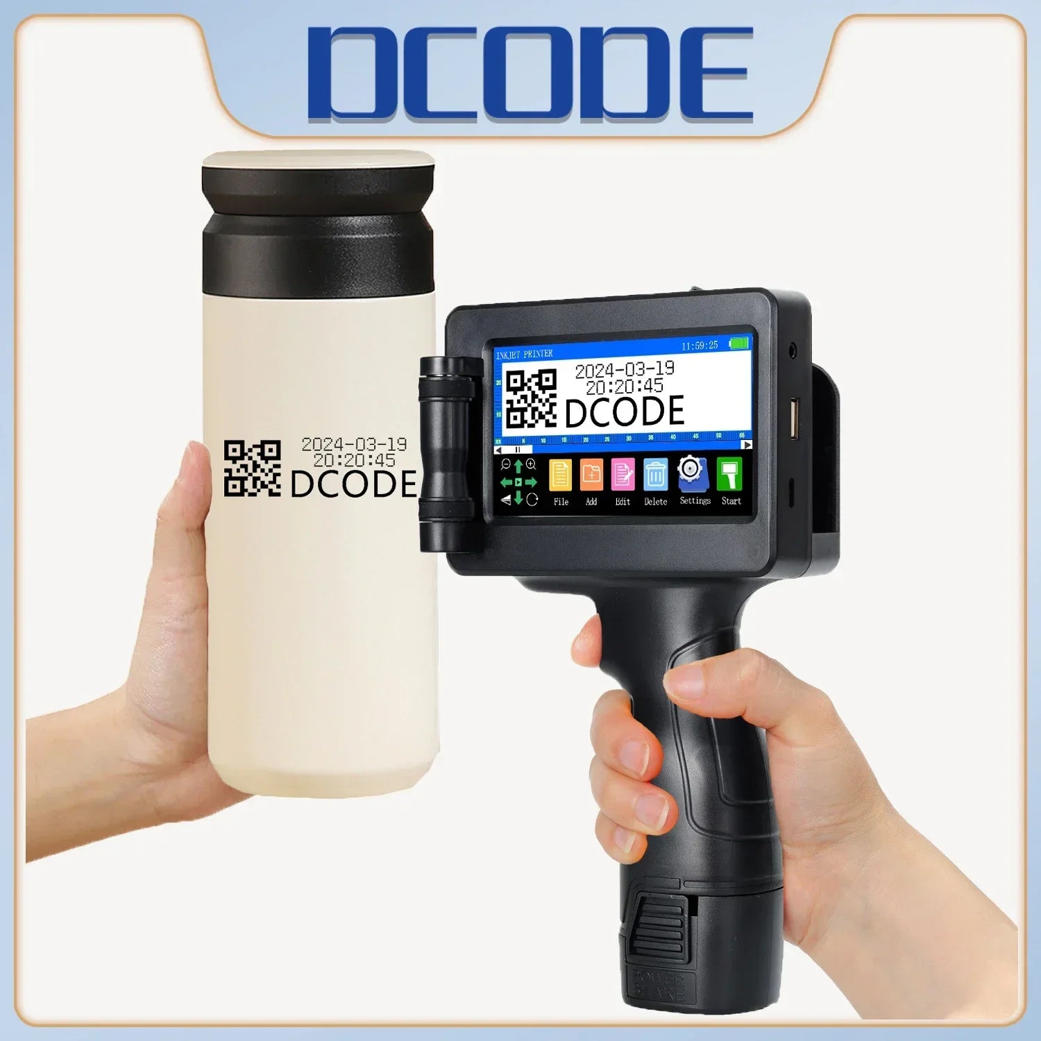 1755PLUS 12.7Mm Portable Printers Handheld Inkjet Printer Text QR Barcode Batch Number Logo Image Date Printing Machine