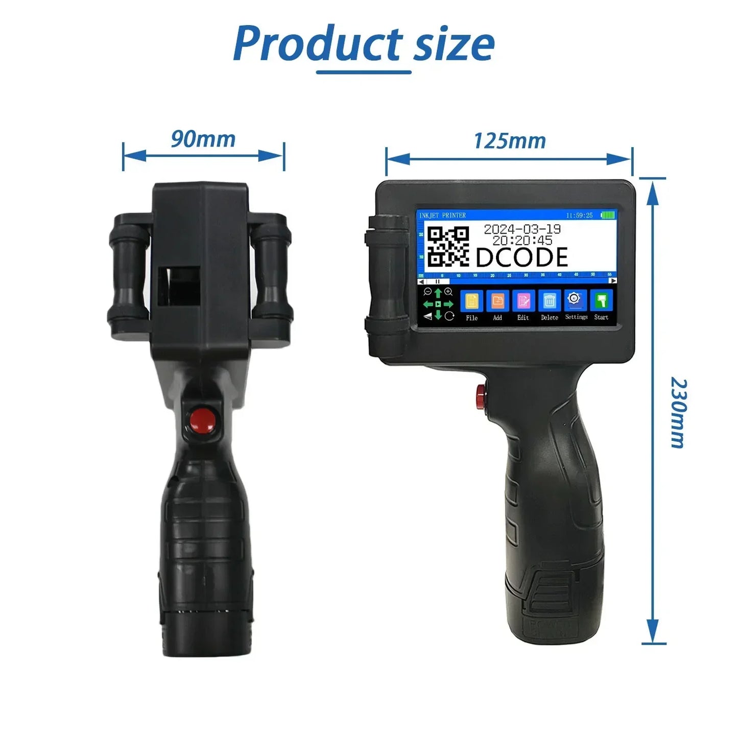 1755PLUS 12.7Mm Portable Printers Handheld Inkjet Printer Text QR Barcode Batch Number Logo Image Date Printing Machine