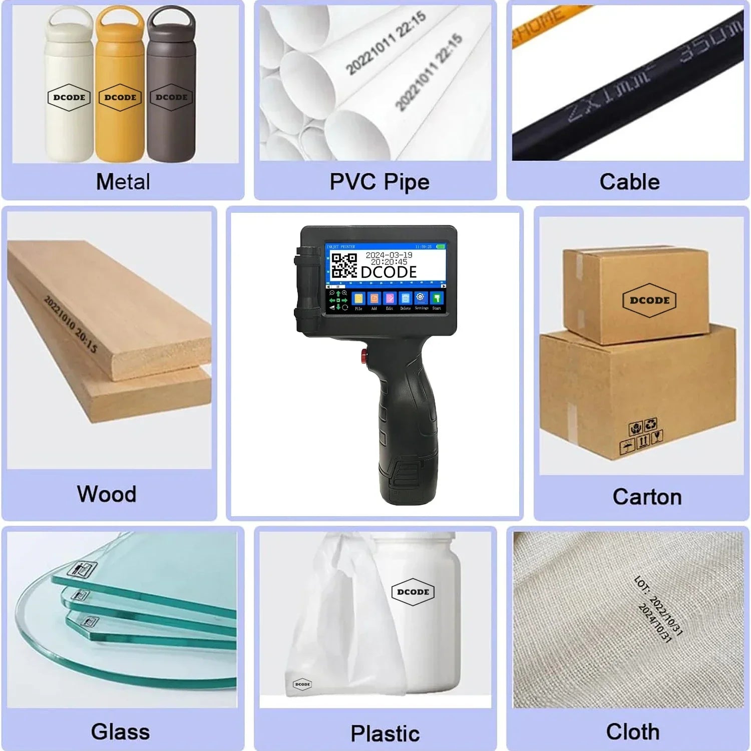 1755PLUS 12.7Mm Portable Printers Handheld Inkjet Printer Text QR Barcode Batch Number Logo Image Date Printing Machine