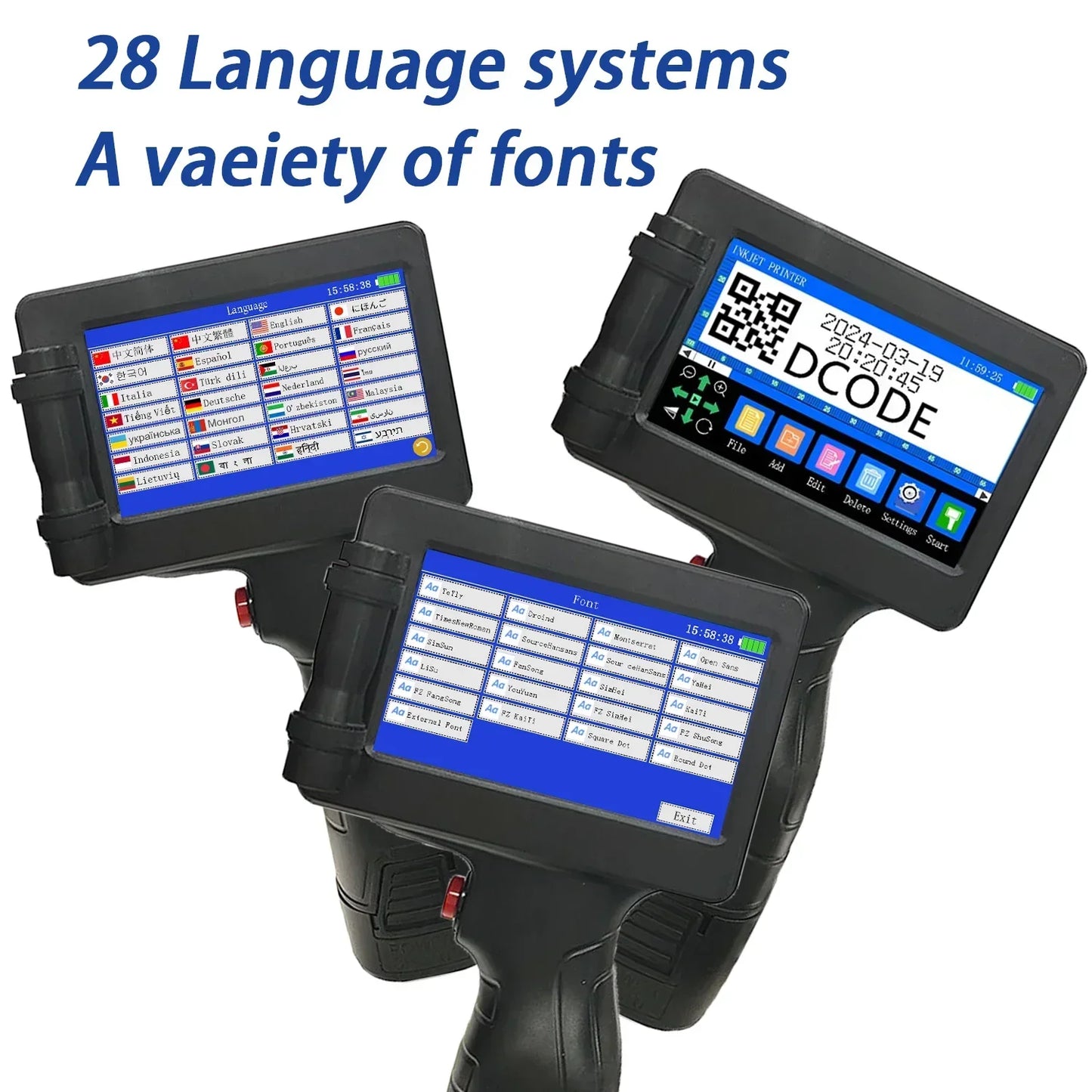 1755PLUS 12.7Mm Portable Printers Handheld Inkjet Printer Text QR Barcode Batch Number Logo Image Date Printing Machine