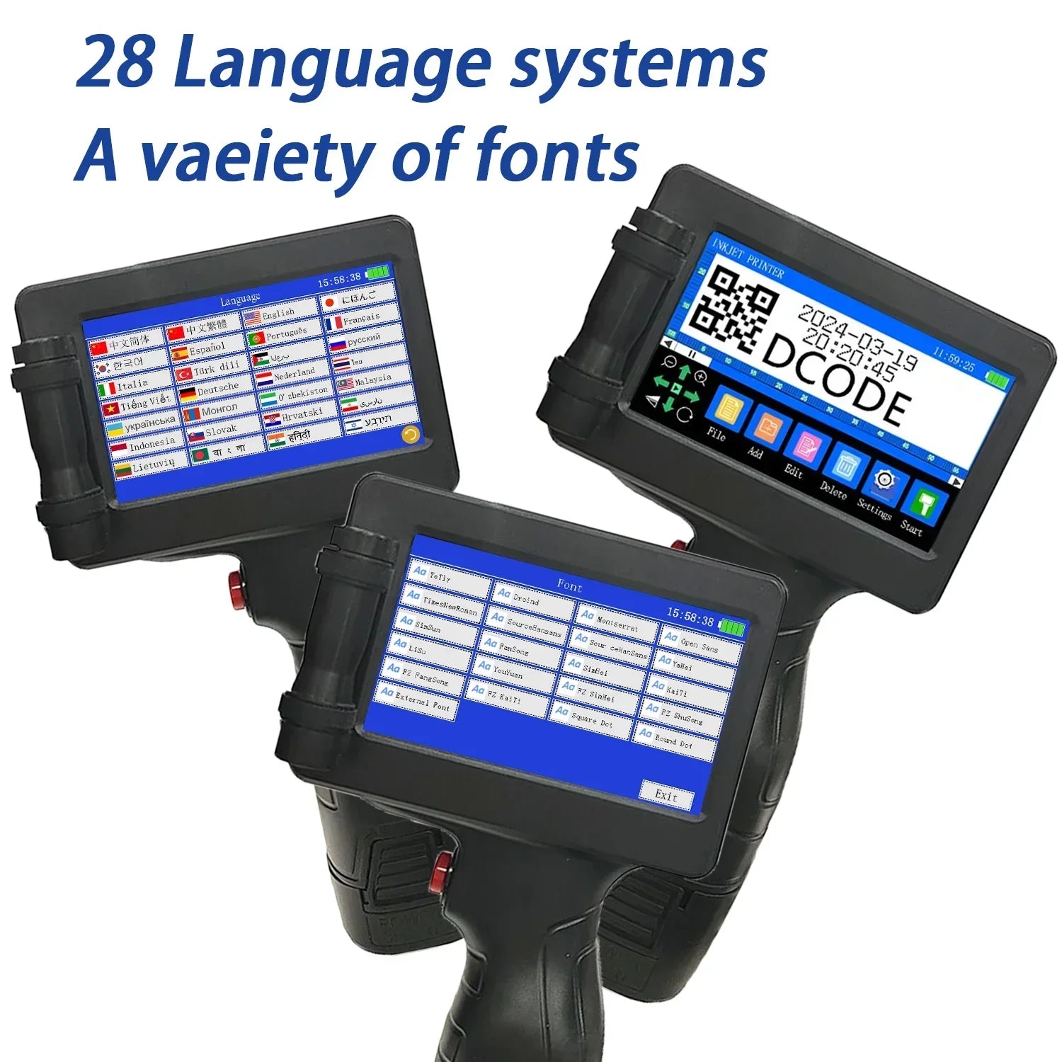1755PLUS 12.7Mm Portable Printers Handheld Inkjet Printer Text QR Barcode Batch Number Logo Image Date Printing Machine