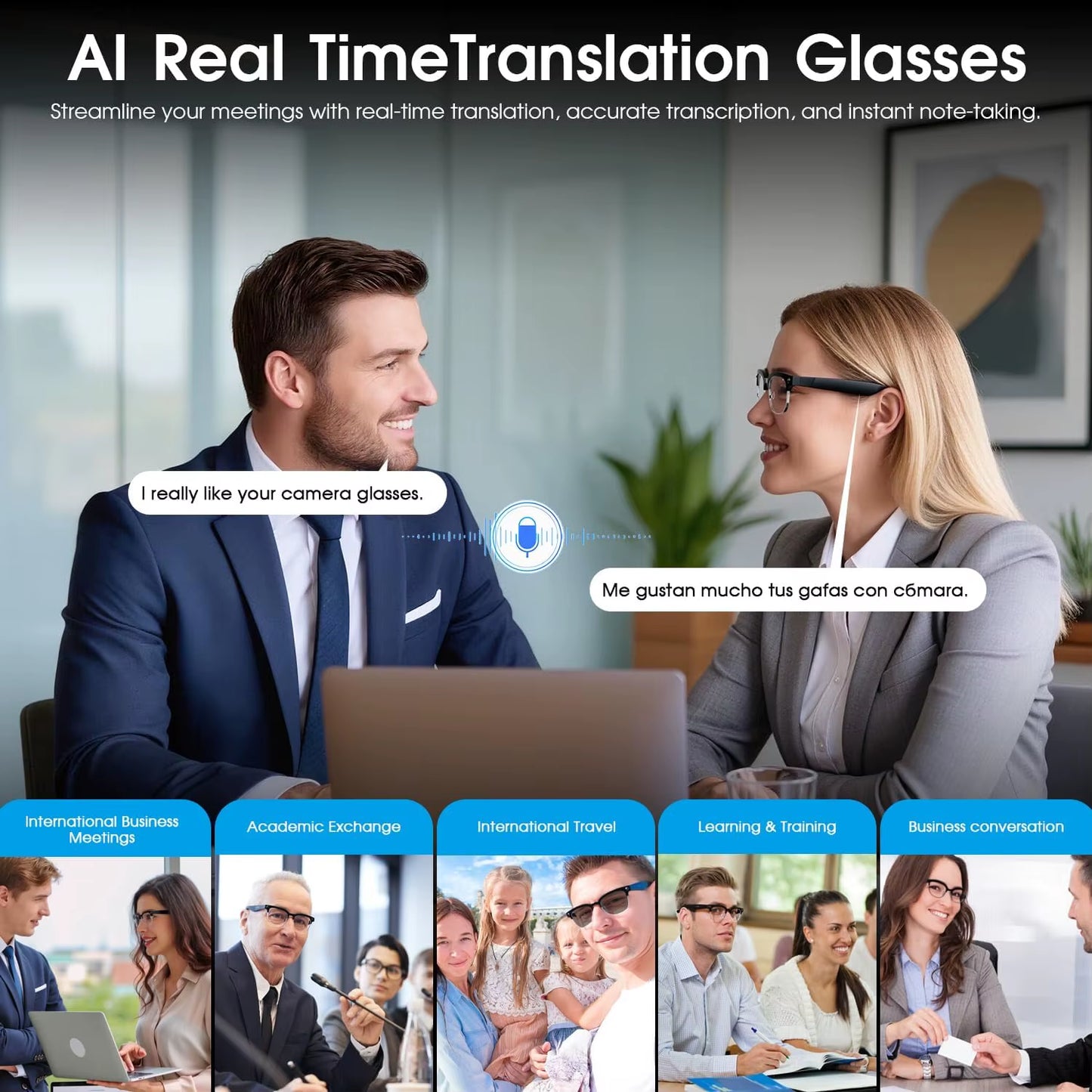 800W Camera Smart Glasses 