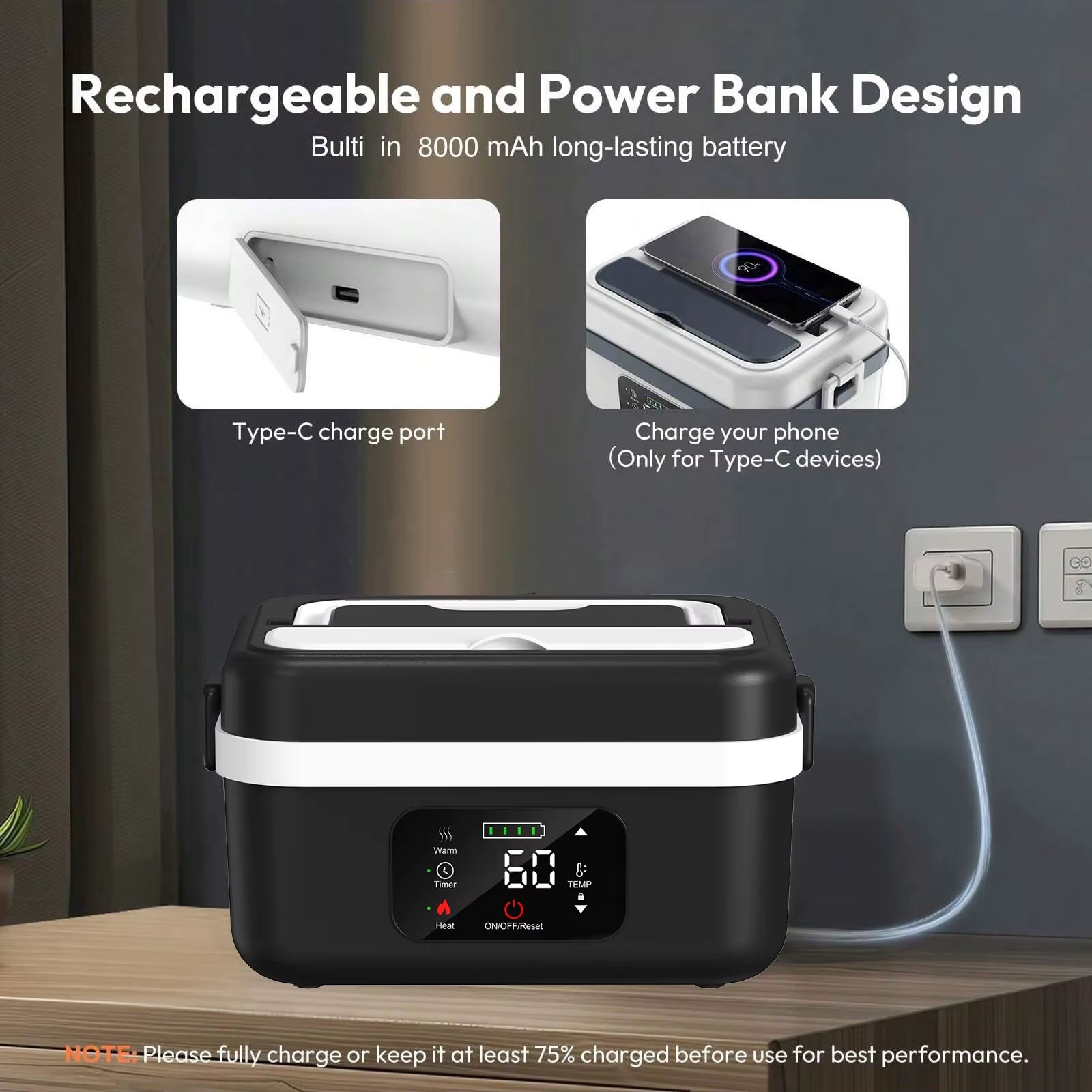 Wireless Electric Insulated Lunch Box 
