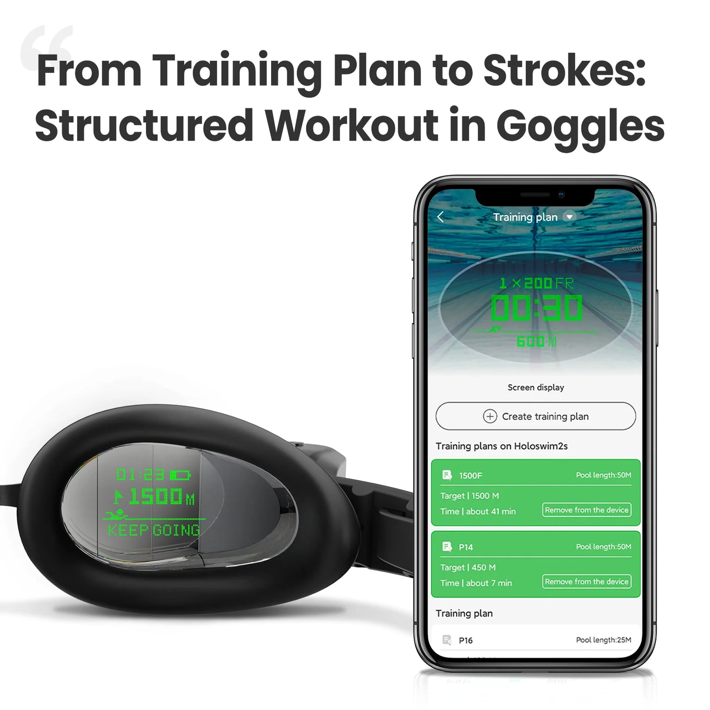 Holoswim 2 Pro AR Smart Glasses Goggles Anti-Fog Swimming Goggles Fitness Tracker OLED Shows Metrics Support Open Water Mode